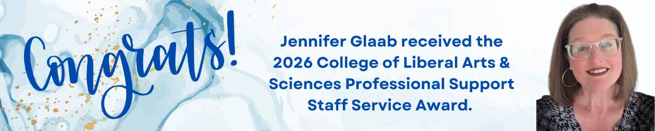 Jennifer Glaab CLAS Support Staff Service Award